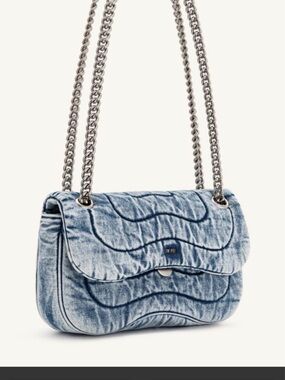 JW PEI Light Blue Quilted Denim Chain Shoulder Bag